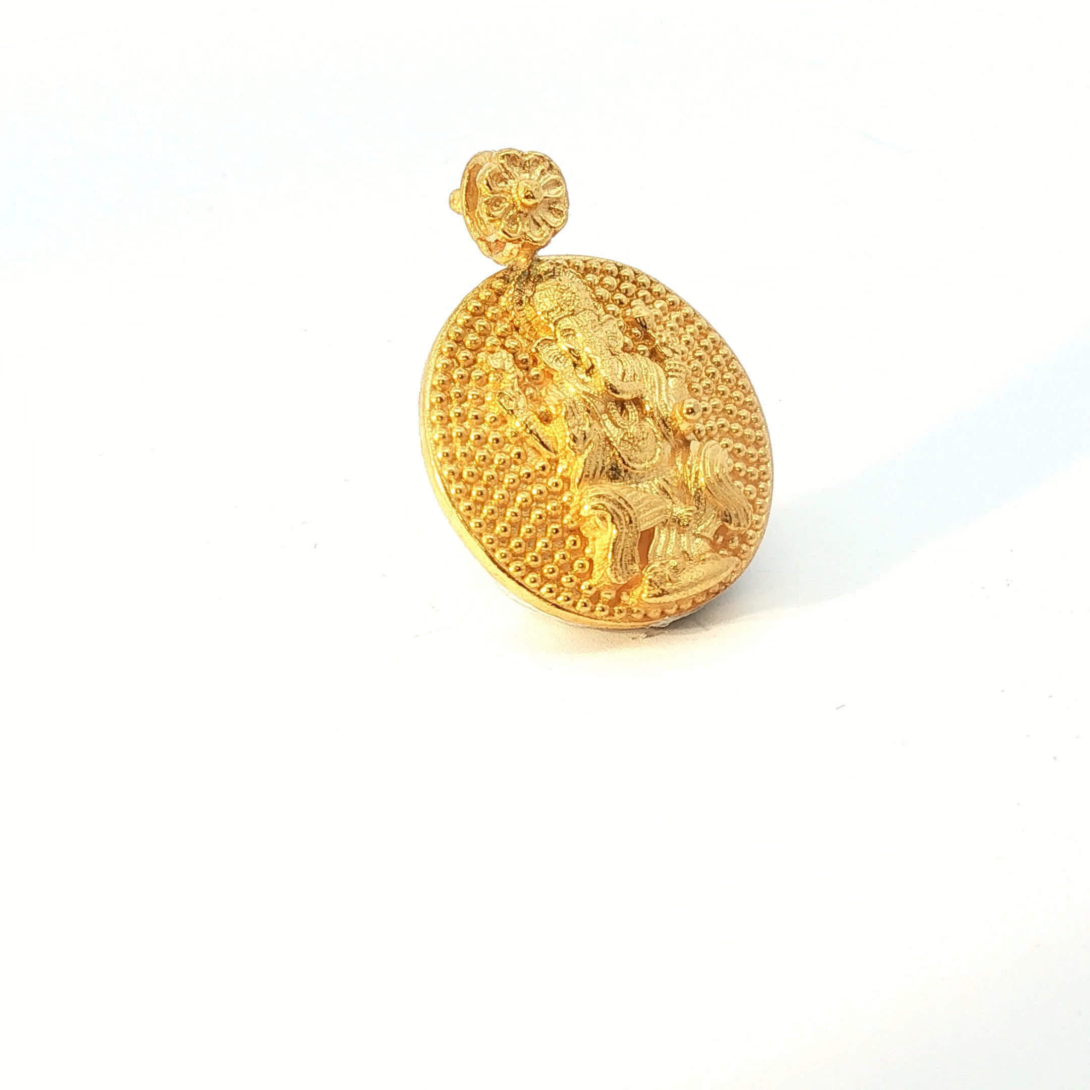 Ornate Yellow Gold Lord Ganesha Medallion Pendant