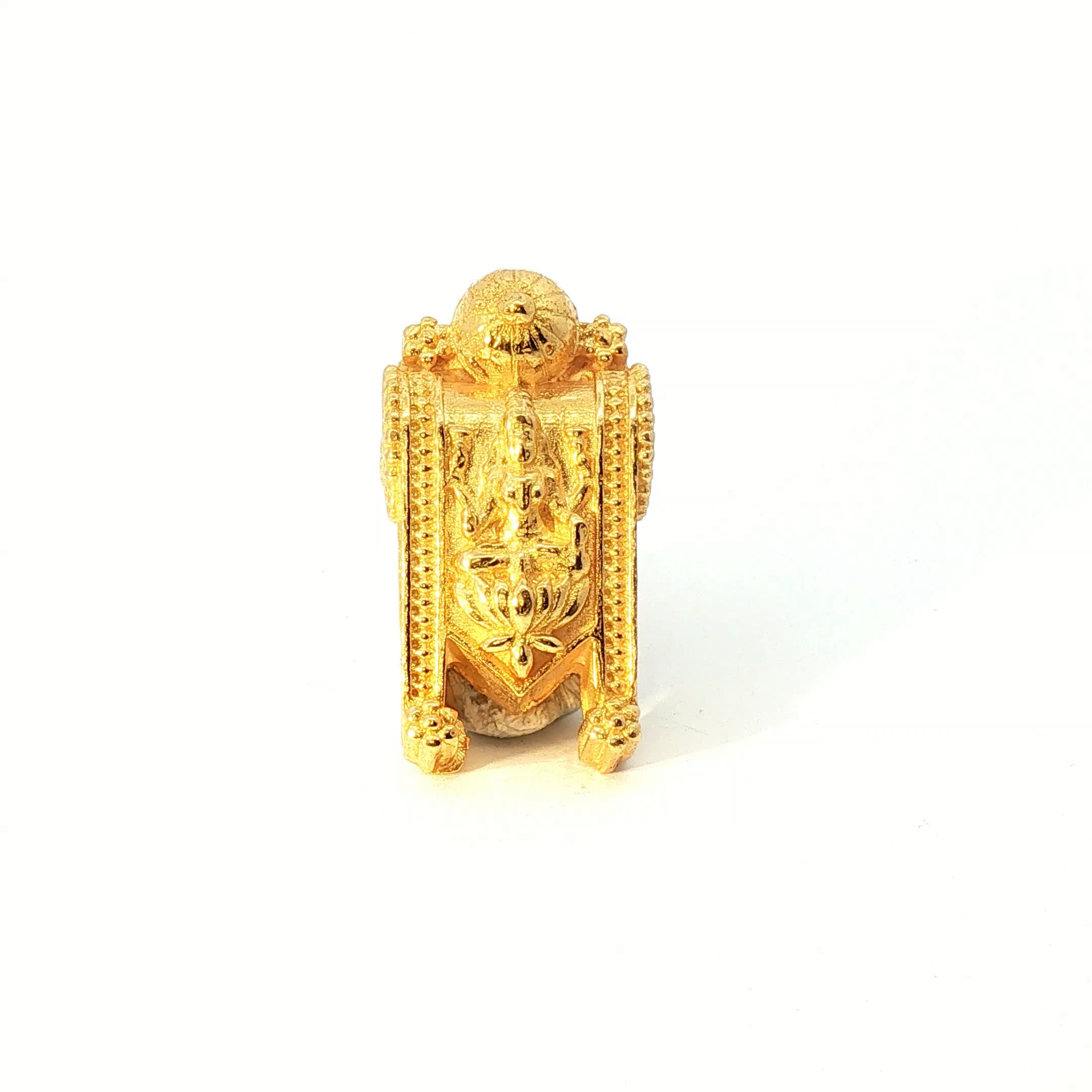 Traditional Yellow Gold Embossed Deity Temple Pendant