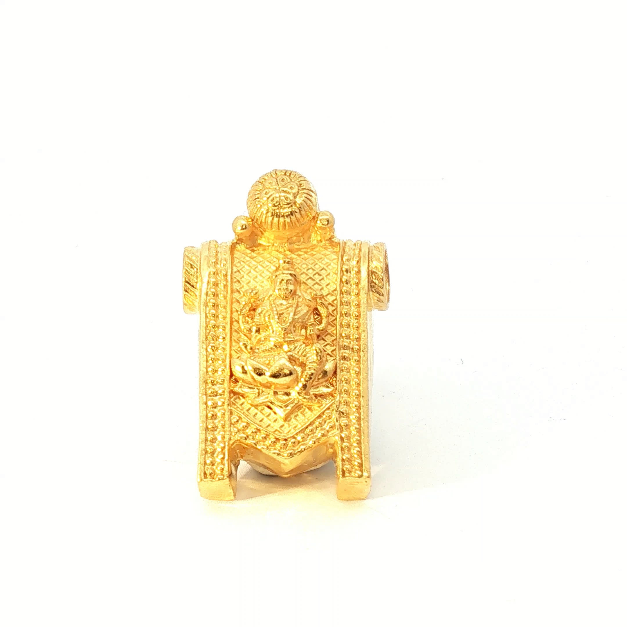 Ornate Yellow Gold Goddess Lakshmi Thali Pendant