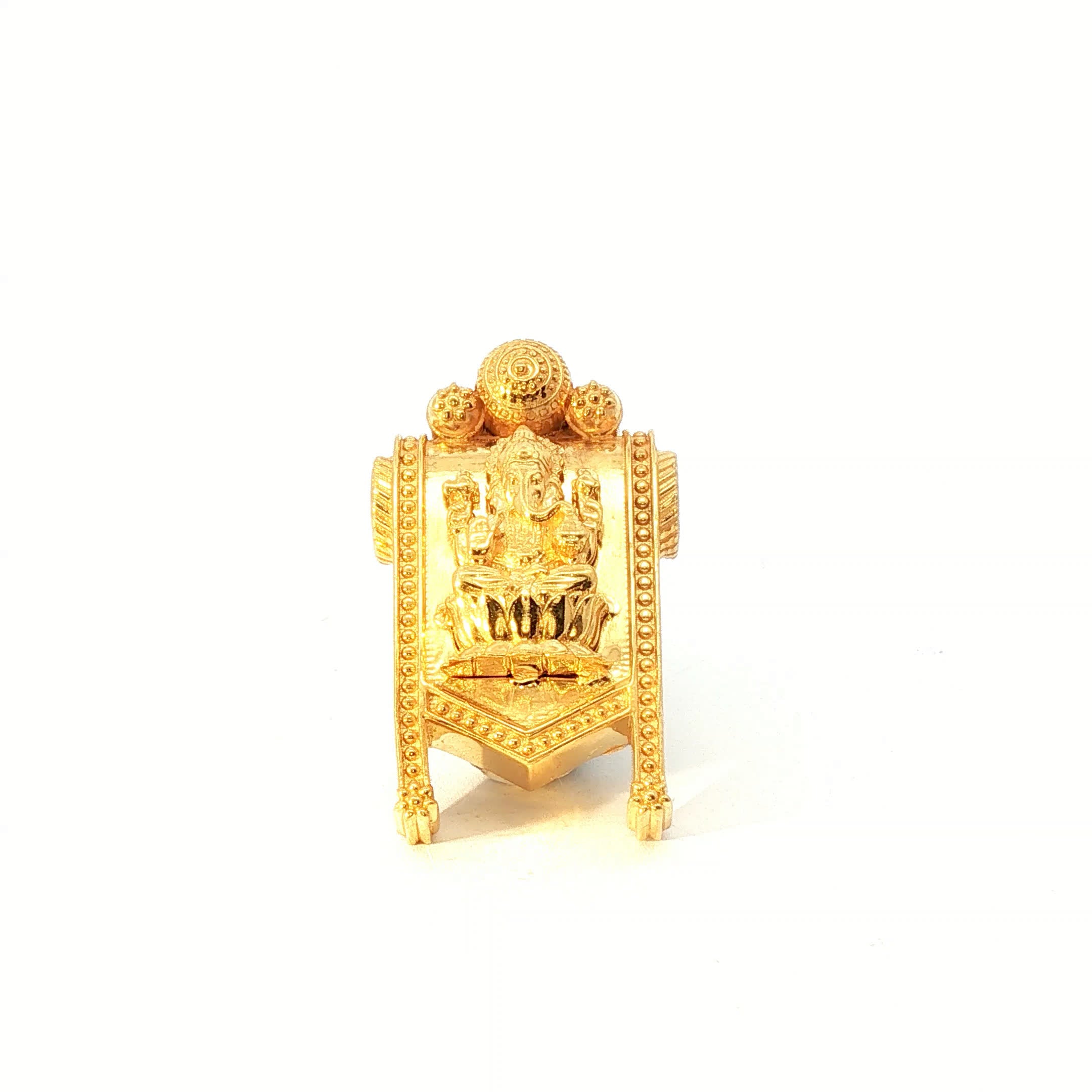 Traditional Lord Ganesha Yellow Gold Temple Pendant