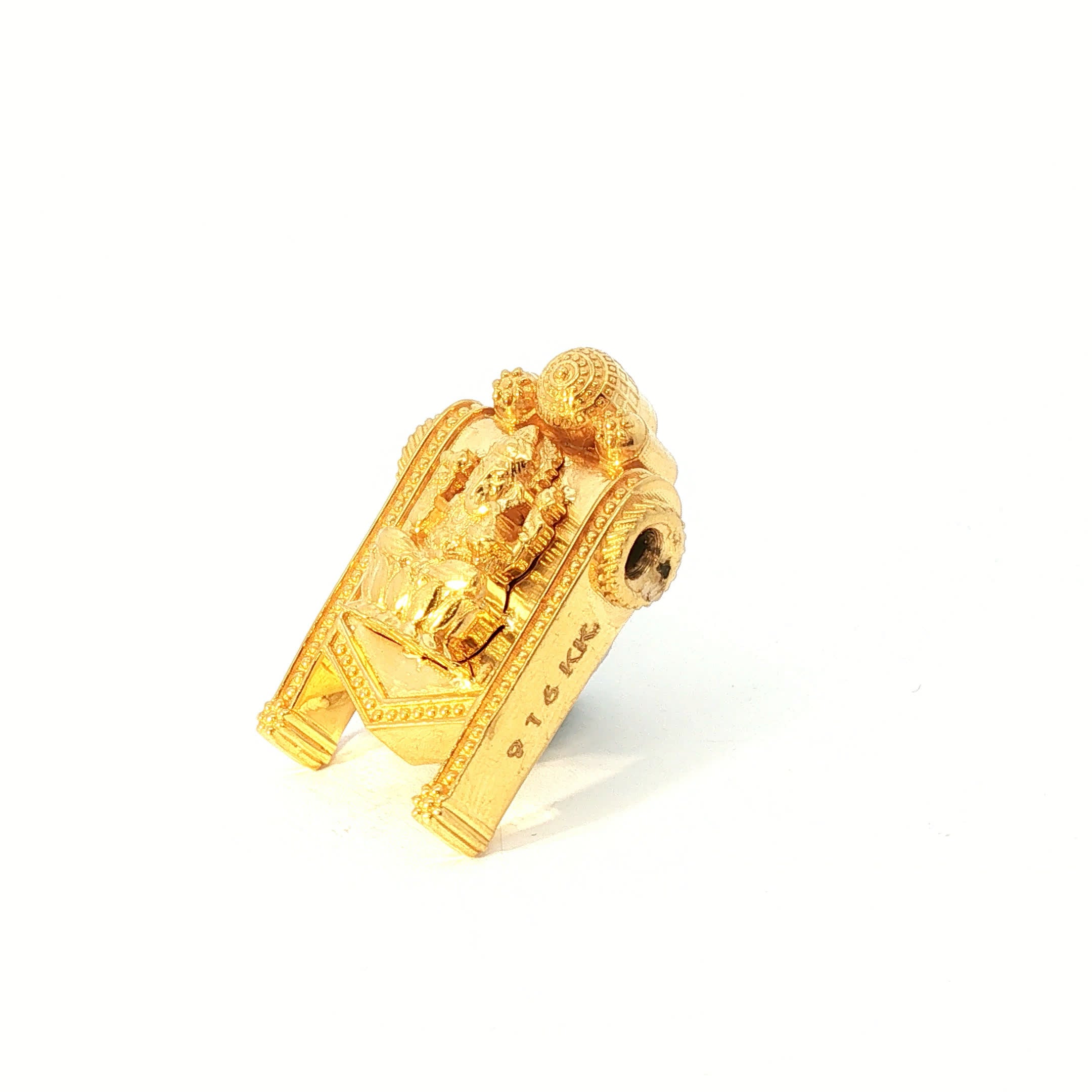 Traditional Lord Ganesha Yellow Gold Temple Pendant