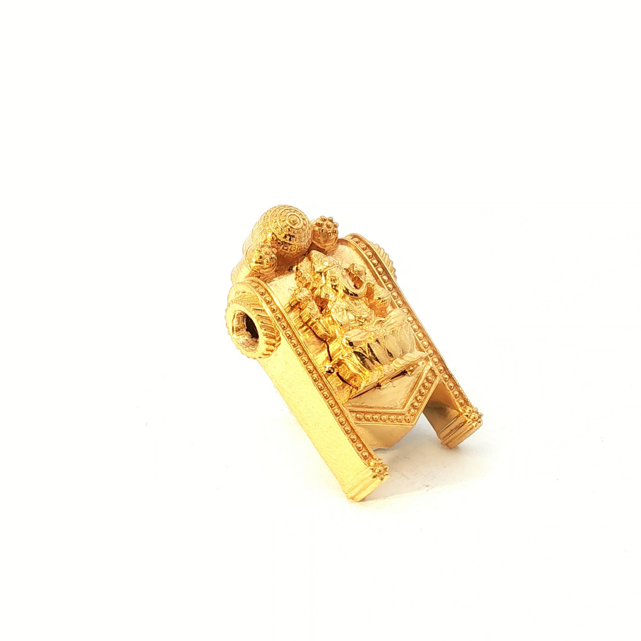 Traditional Lord Ganesha Yellow Gold Temple Pendant