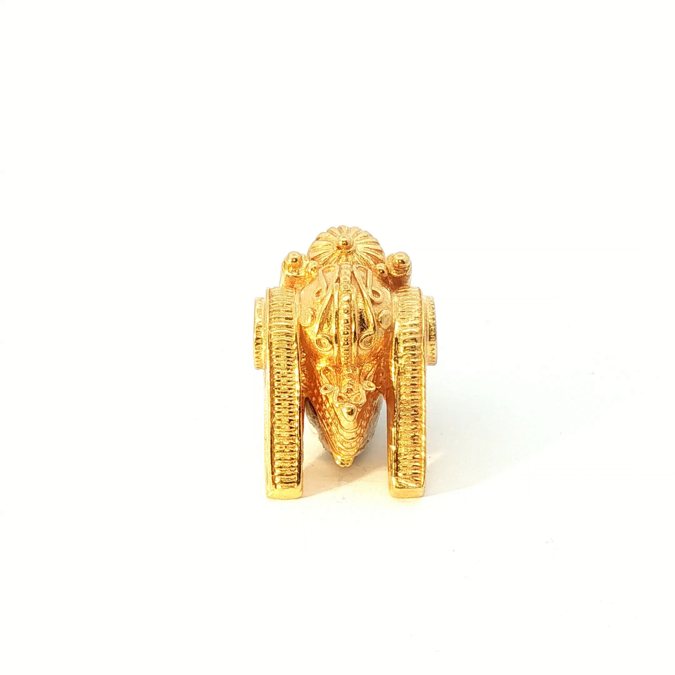 Traditional 22k Yellow Gold Nandi Bull Filigree Pendant