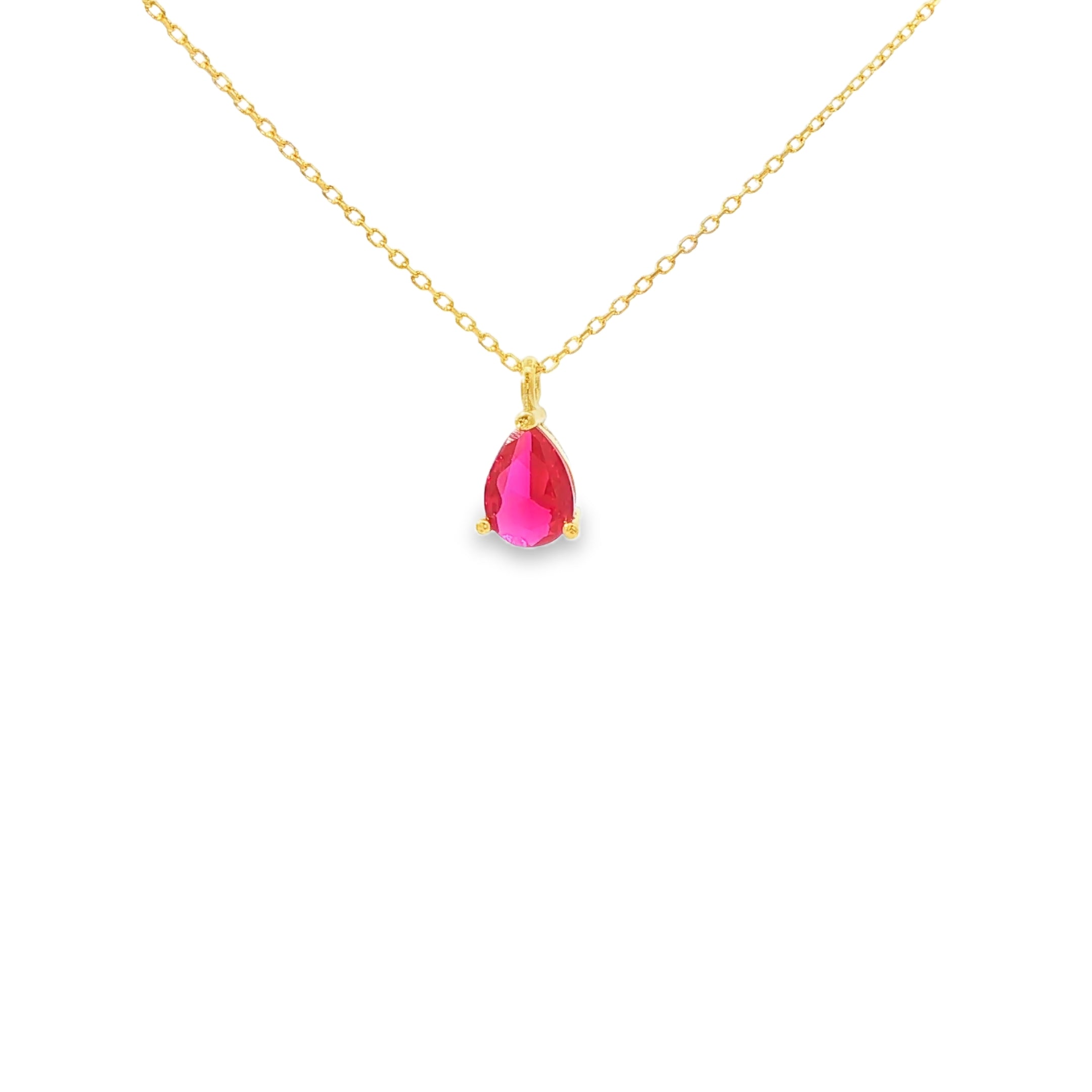 Charm Necklace with Pear Ruby Pendant