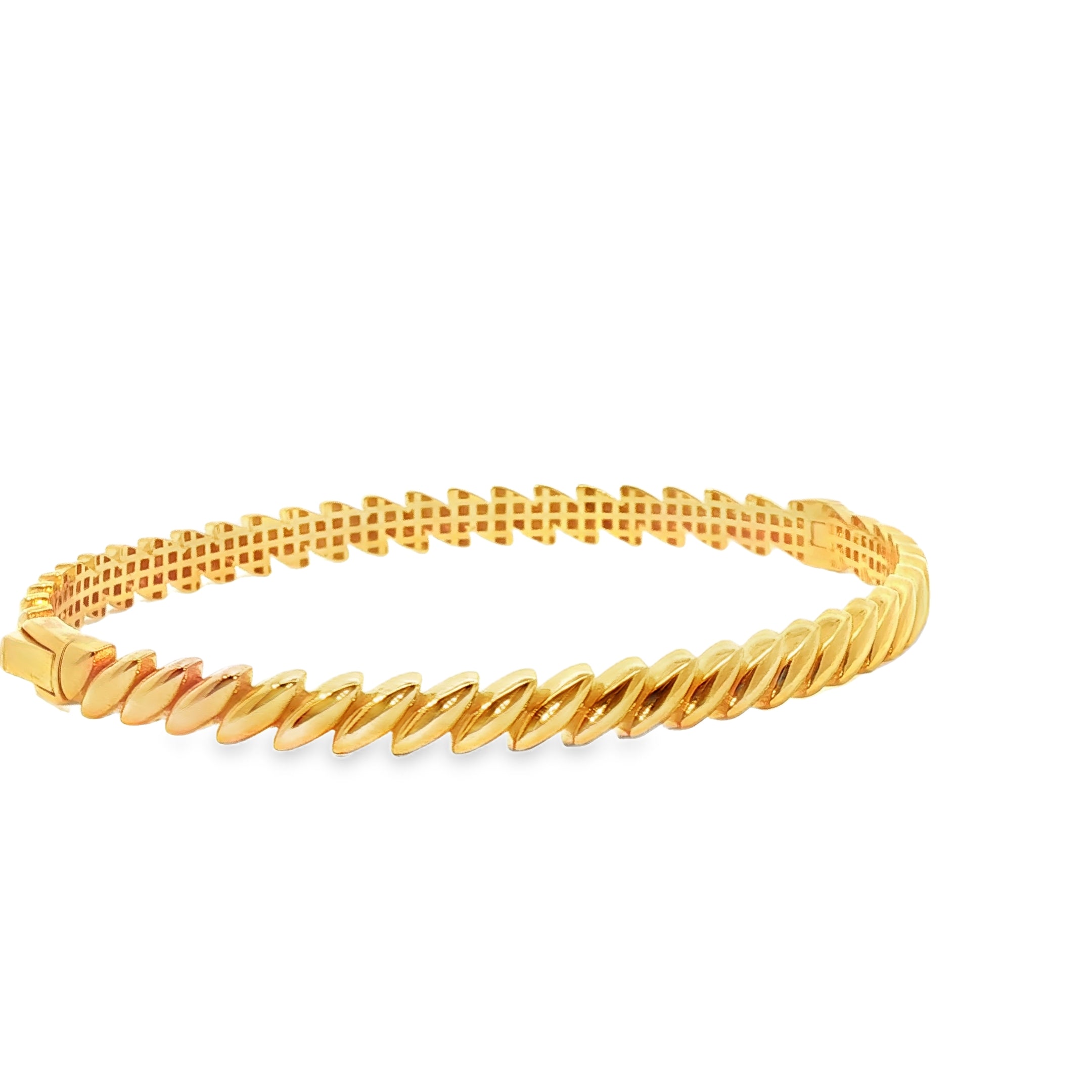 Elegant Twisted Yellow Gold Bangle