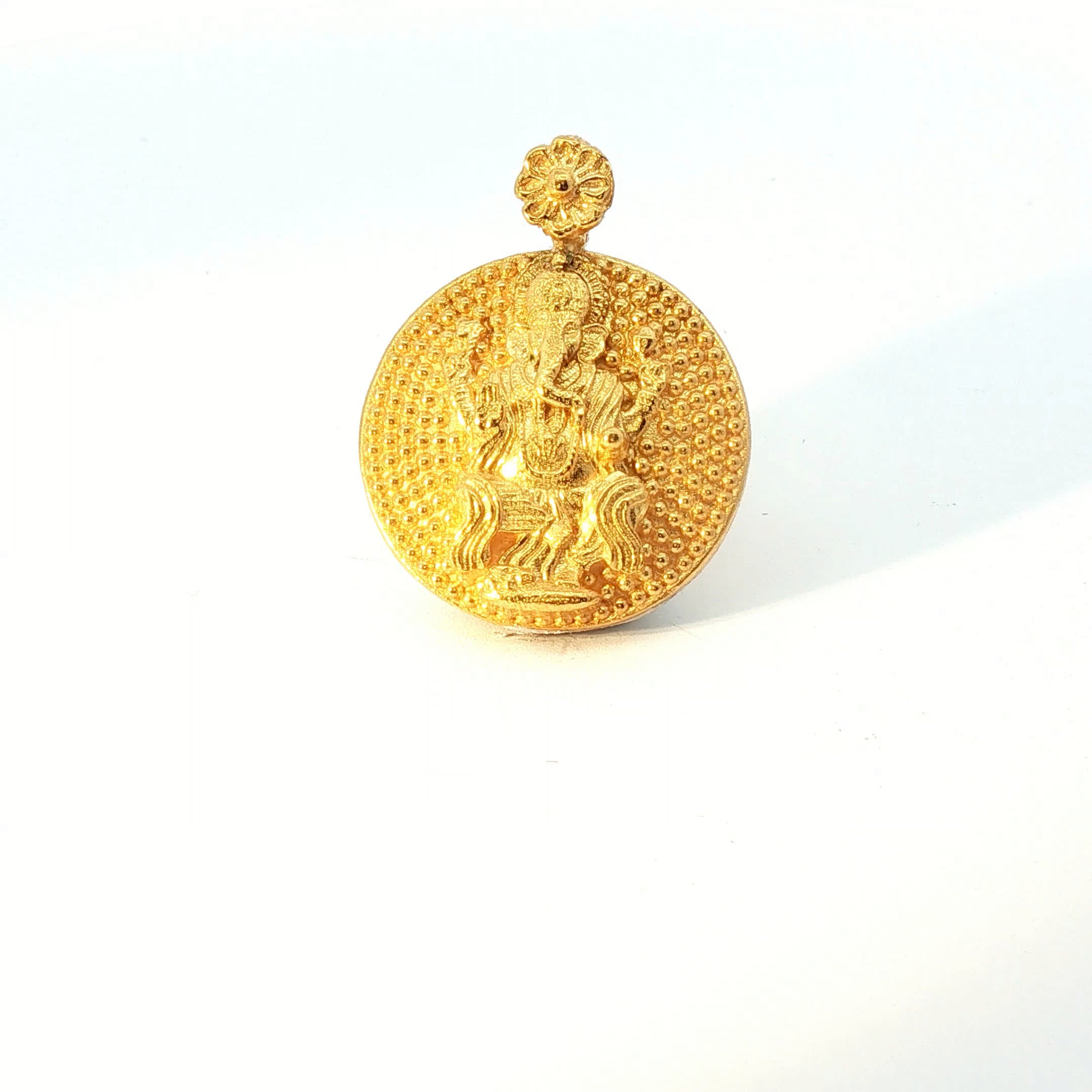 Ornate Yellow Gold Lord Ganesha Medallion Pendant