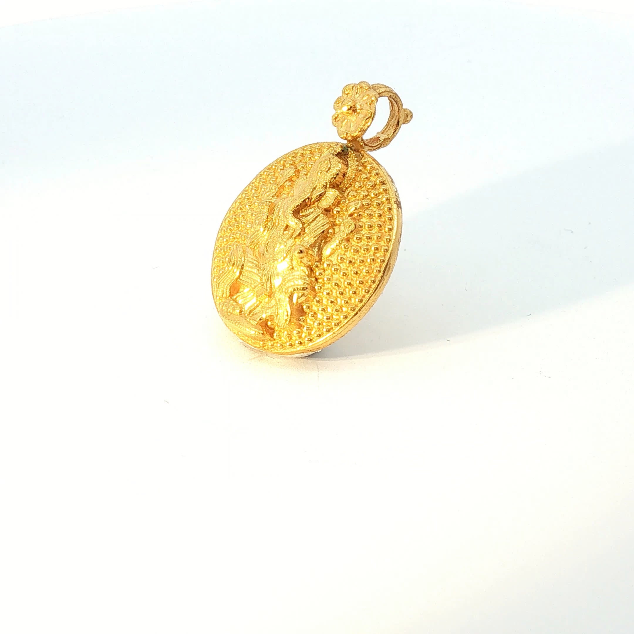 Ornate Yellow Gold Lord Ganesha Medallion Pendant