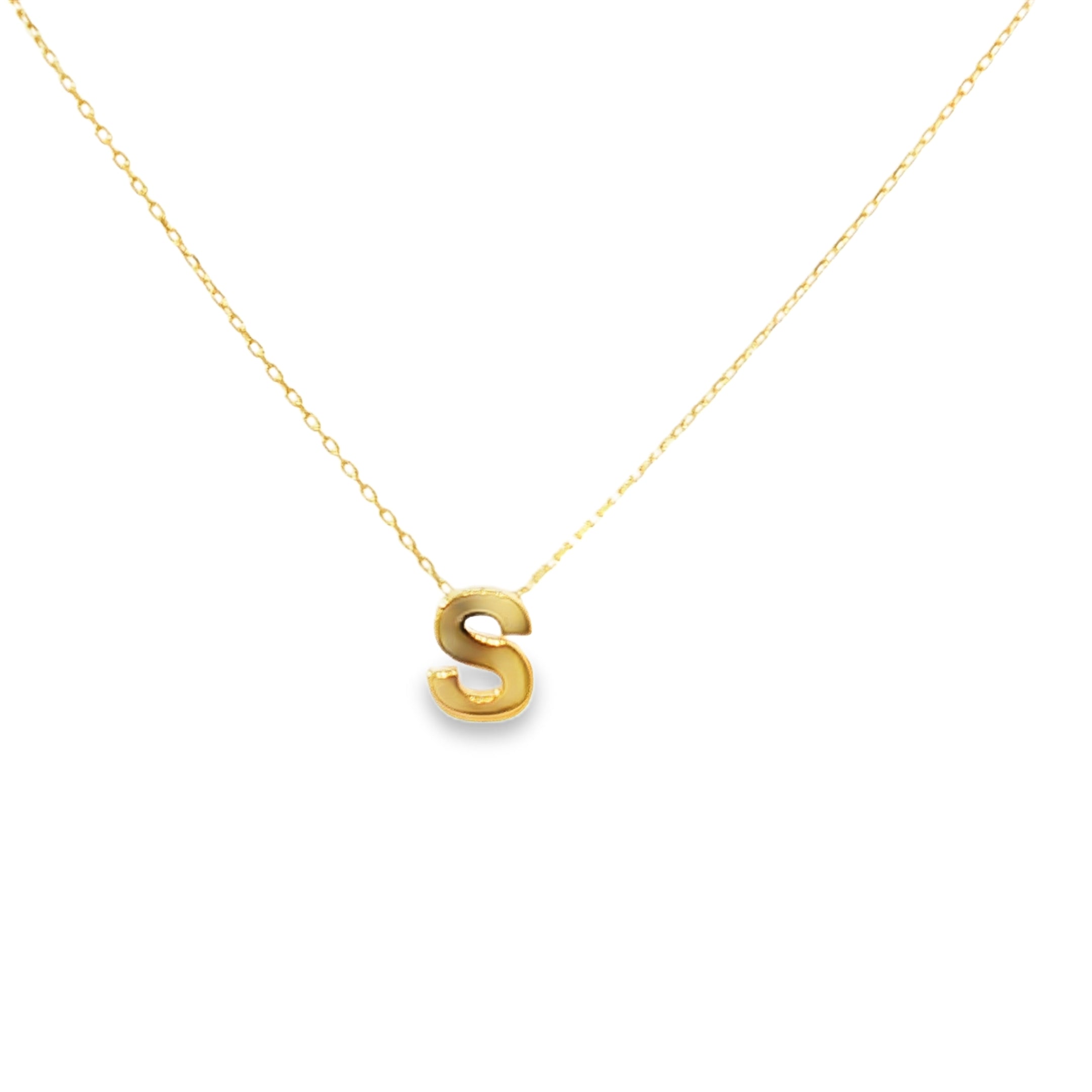 'S' Initial Yellow Gold Charm Necklace