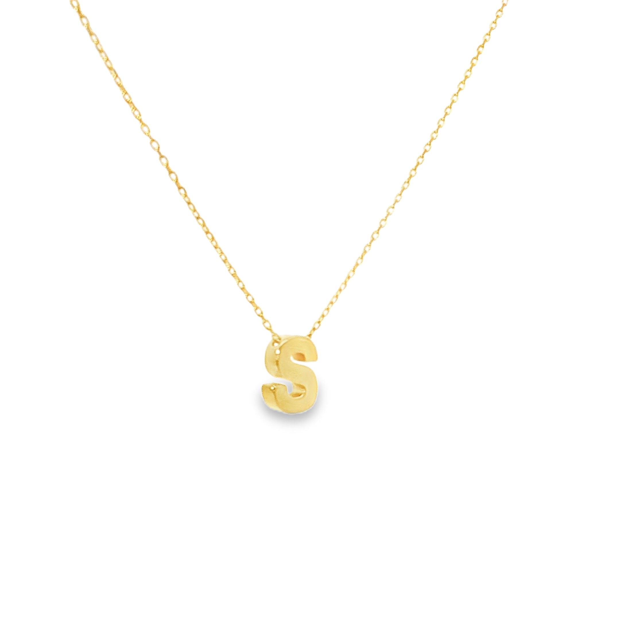 'S' Initial Yellow Gold Charm Necklace