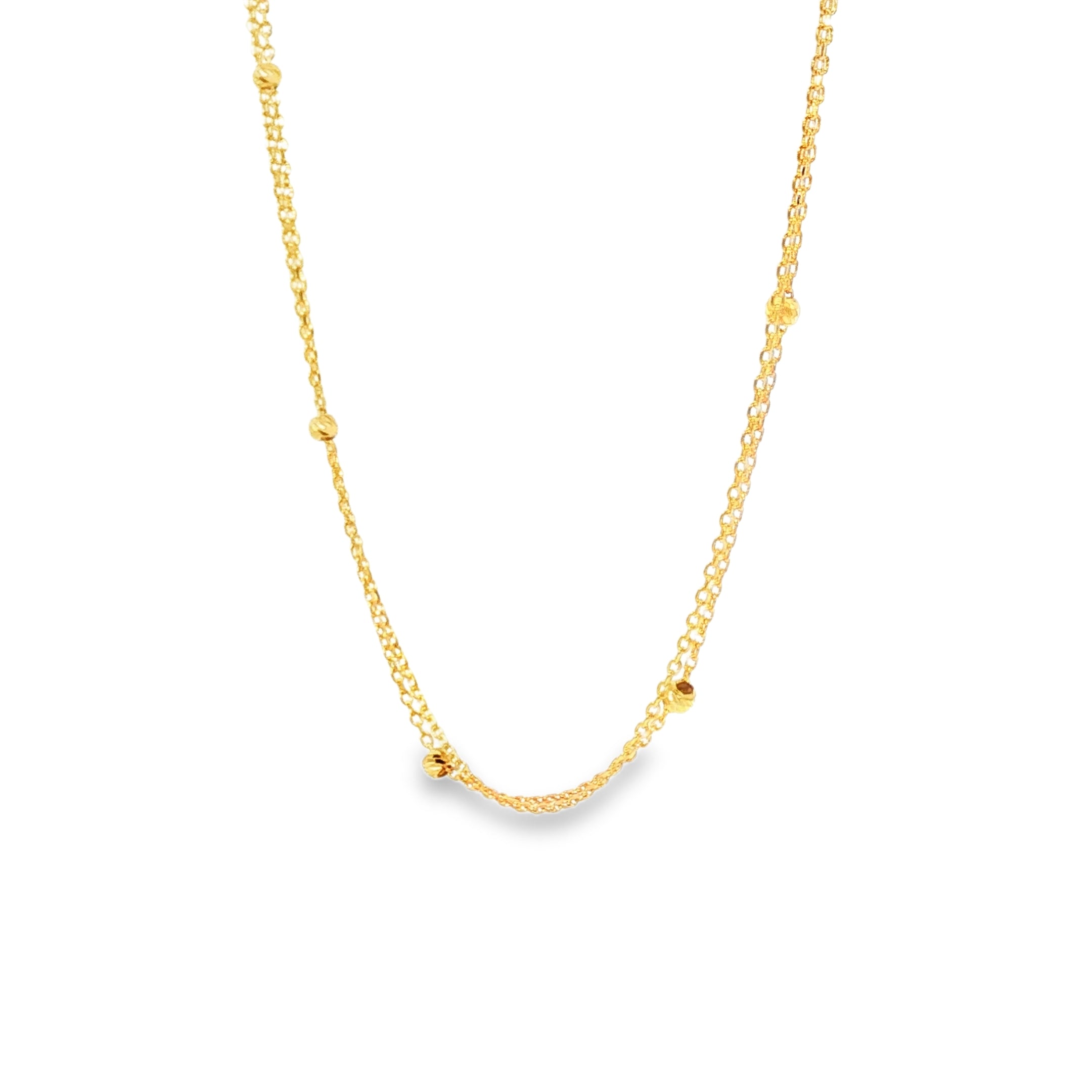 Double Strand Yellow Gold Chain Necklace