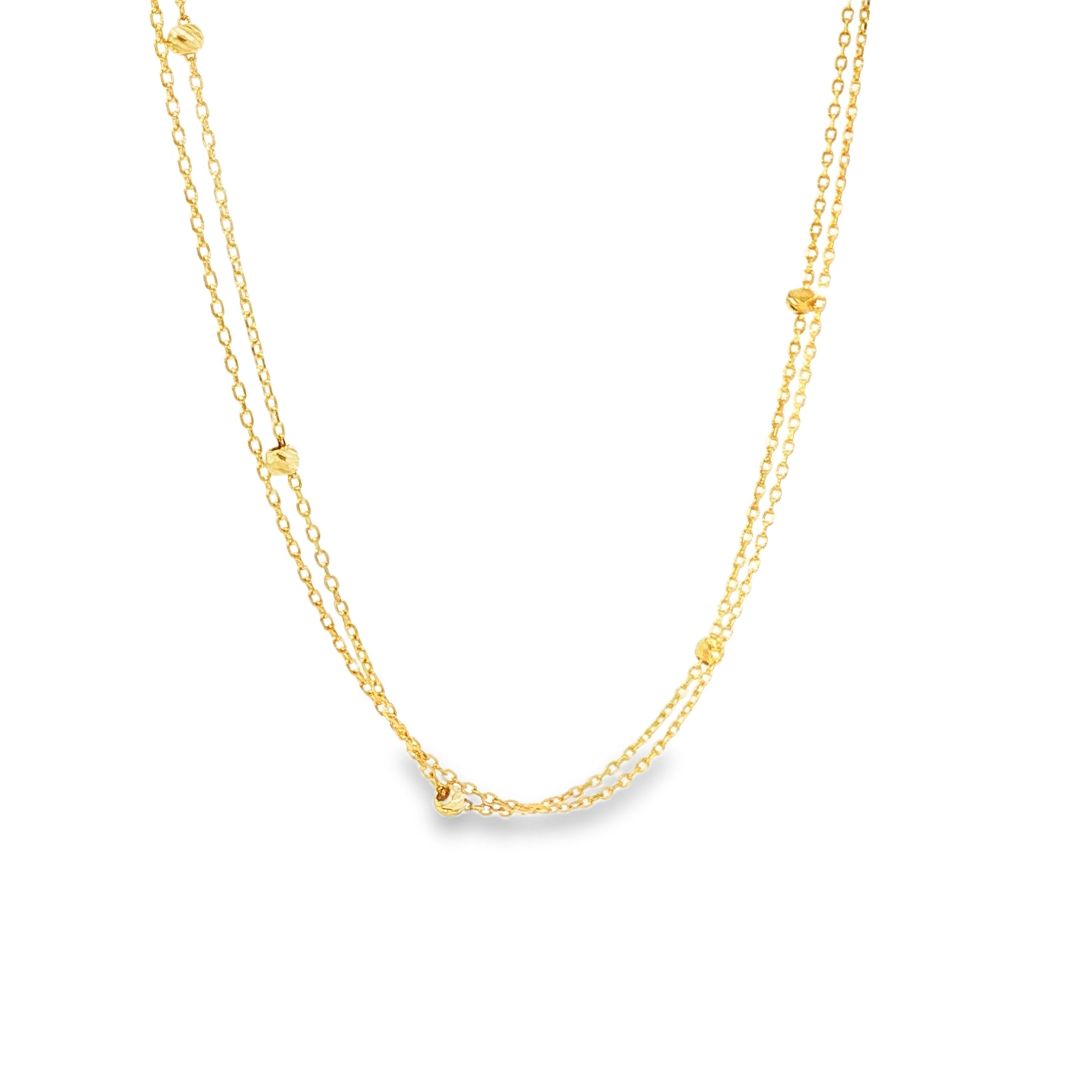 Double Strand Yellow Gold Chain Necklace