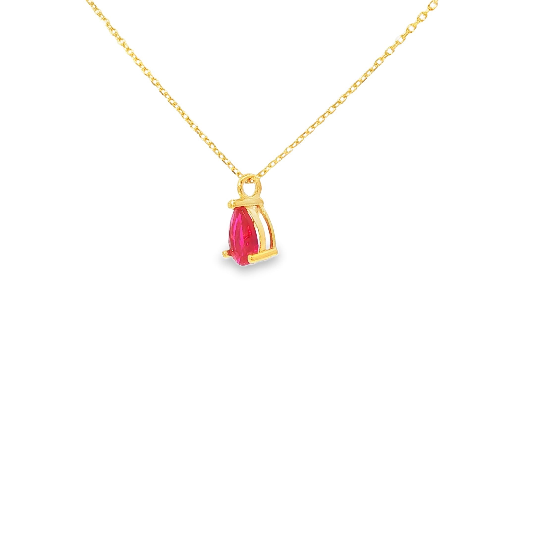 Charm Necklace with Pear Ruby Pendant