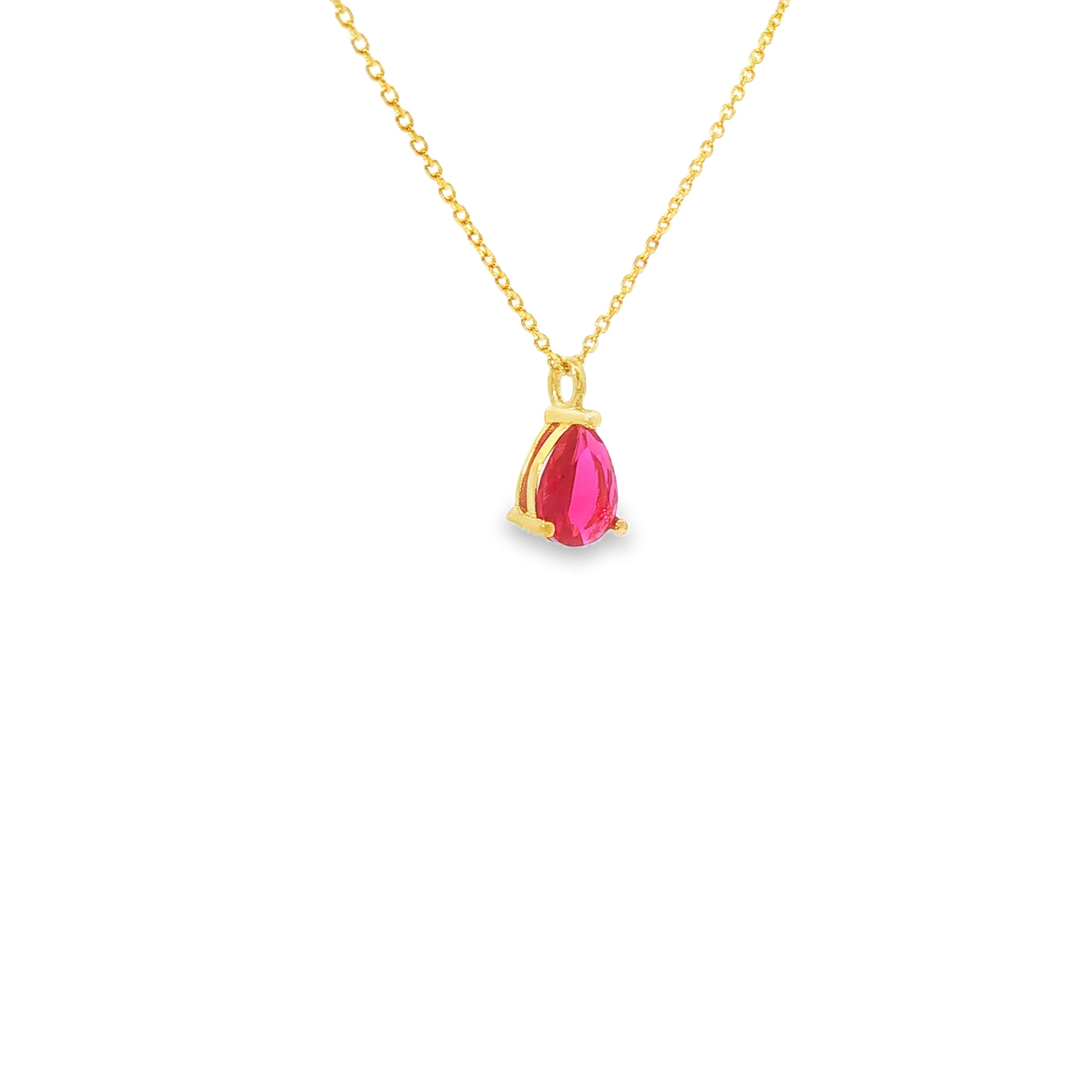 Charm Necklace with Pear Ruby Pendant
