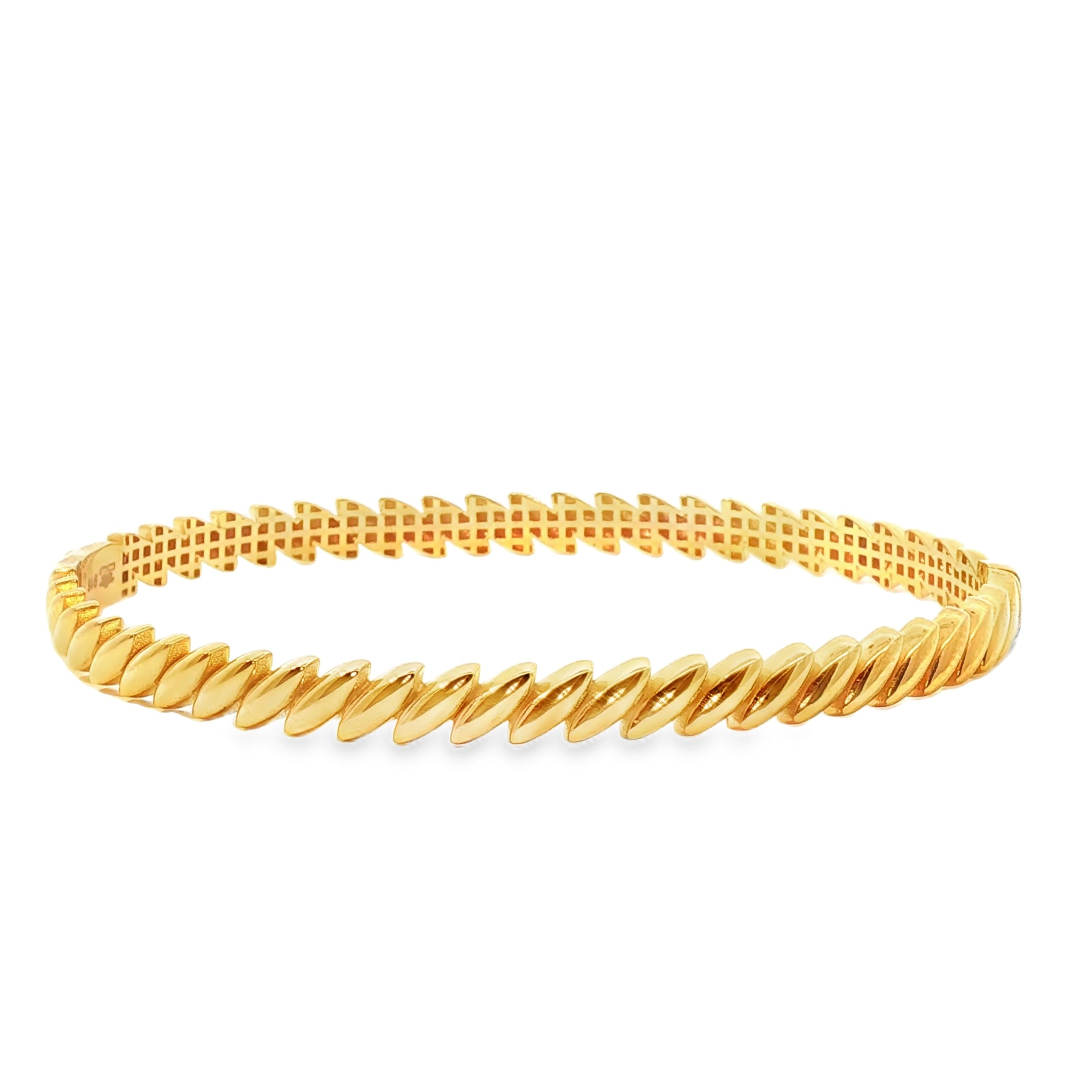Elegant Twisted Yellow Gold Bangle
