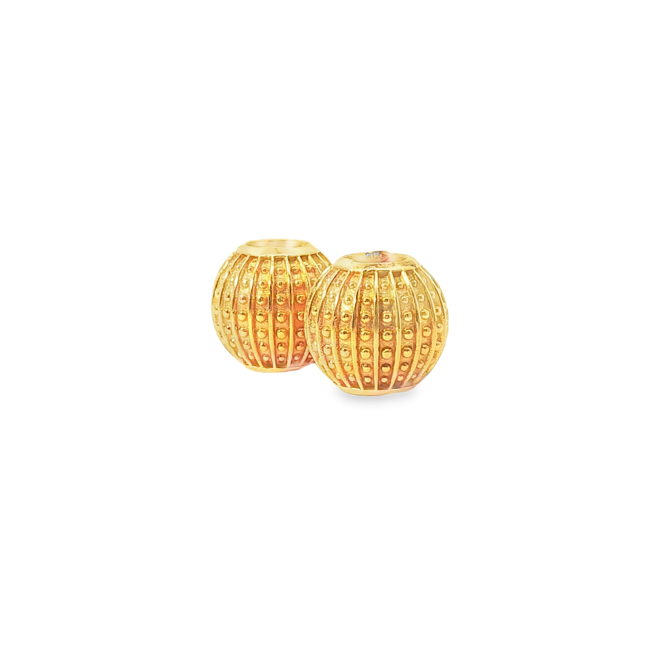 Textured Yellow Gold Tone Spherical Spacer Beads