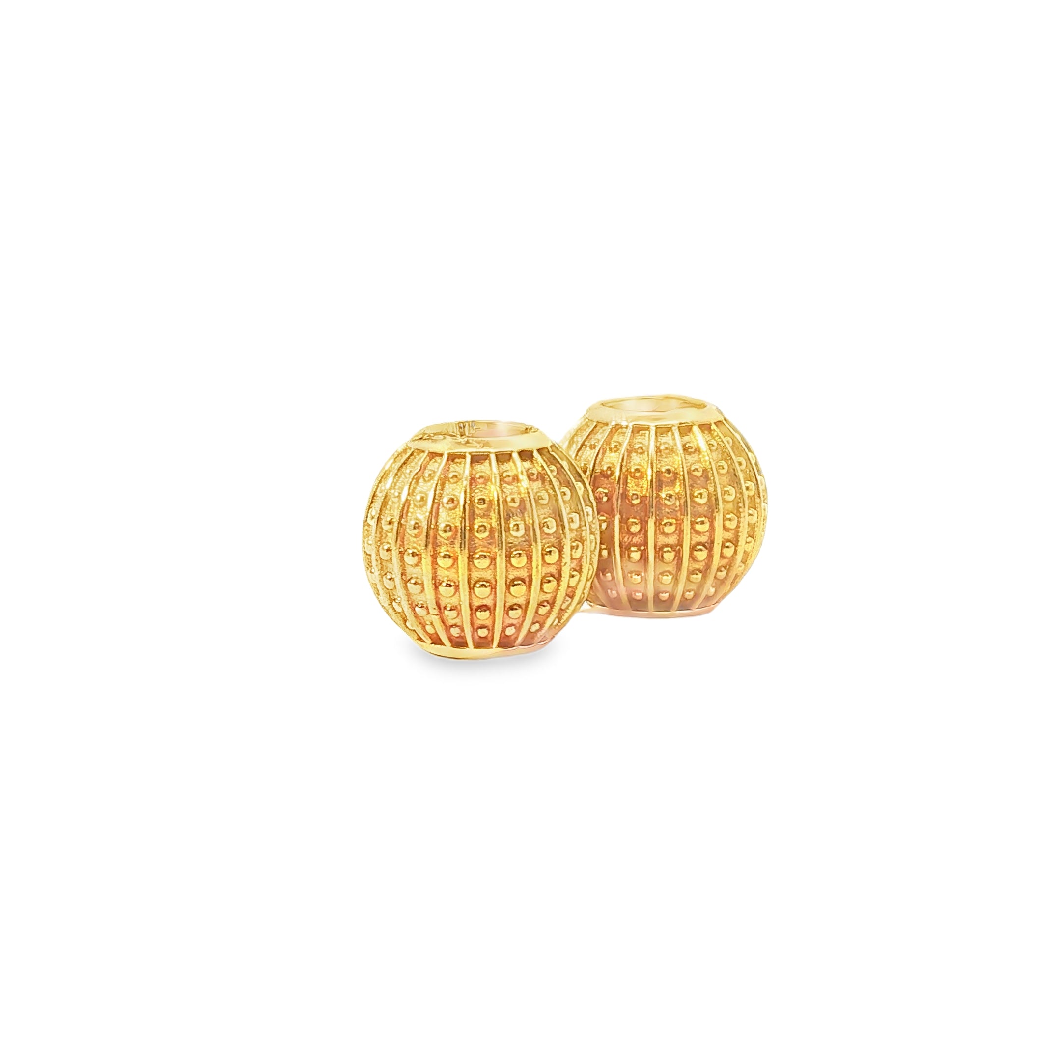 Textured Yellow Gold Tone Spherical Spacer Beads